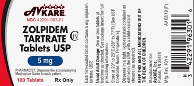 Label 5mg - Label 4229196301 ZOLPIDEM TARTRATE 2019 5mg 100ct